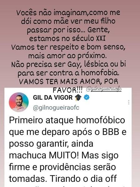 Gilberto's mother regrets the anti-gay attack on her son - Childbearing / Instagram - Childbearing / Instagram