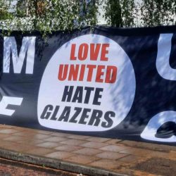 Manchester United fans protest the departure of the club owners