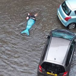 A ‘mermaid’ appears in the wetlands during a Scottish storm