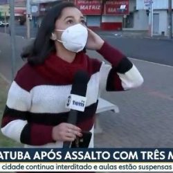 A reporter comes live on Globo and is stunned by the explosion