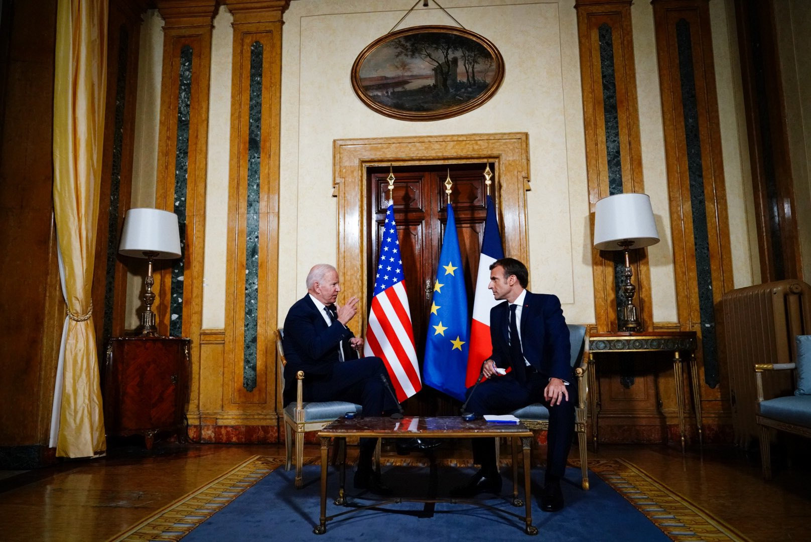 Joe Biden and Emmanuel Macron meet in Rome ahead of the G20 Summit