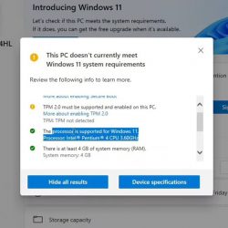 Microsoft shows Intel Pentium 4 as “compatible” with Windows 11