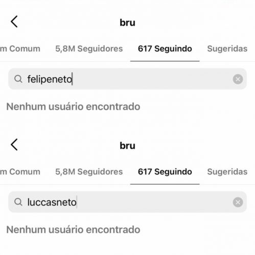 Neither Felipe nor Lucas appears in the accounts followed by Bruna.  (Photo: Playback / Instagram)