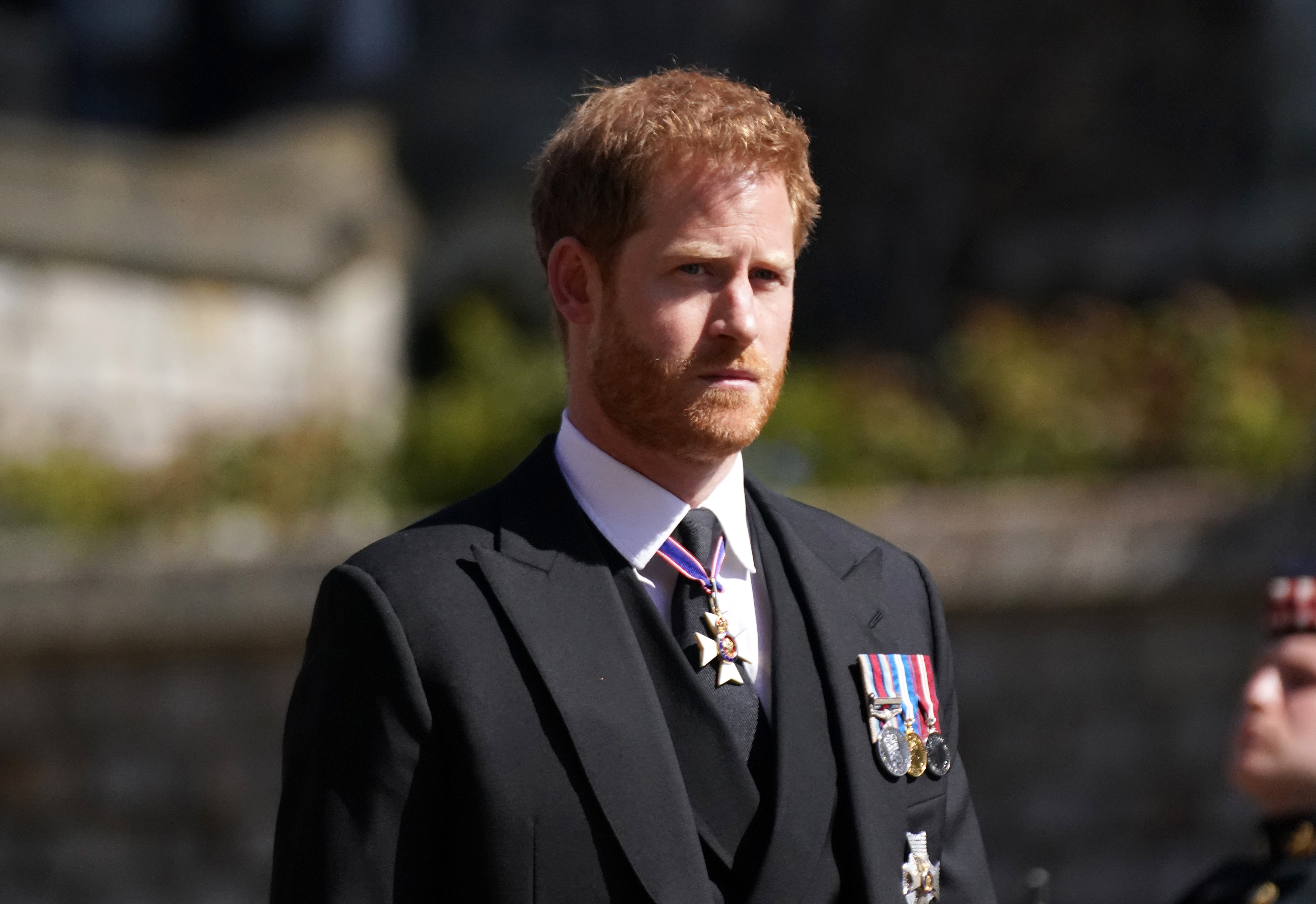 Windsor, England - April 17: Prince Harry arrives at St. George's Church in Windsor Castle on April 17, 2021 in Windsor, England, for the funeral of Prince Philip, Prince of Edinburgh.  Prince Philip of Greece and Denmark was born on June 10, 1921 in Greece.  Hess (Photo: Getty Images)