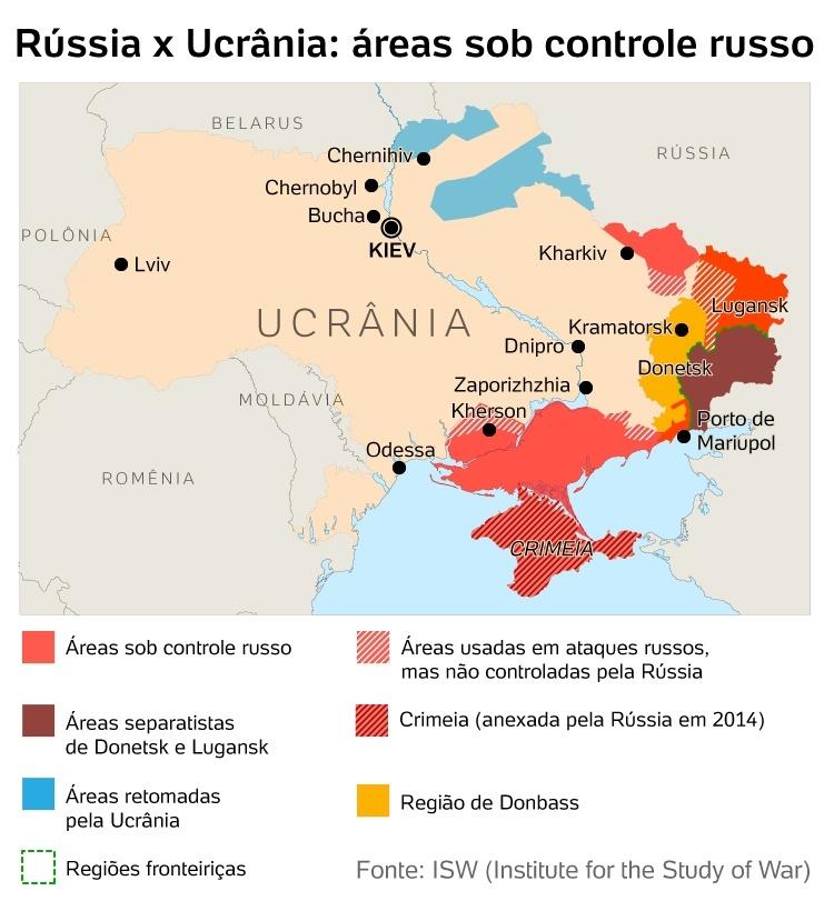 Map of Russia invades Ukraine - 26.02.2022 - Arte UOL - Arte UOL