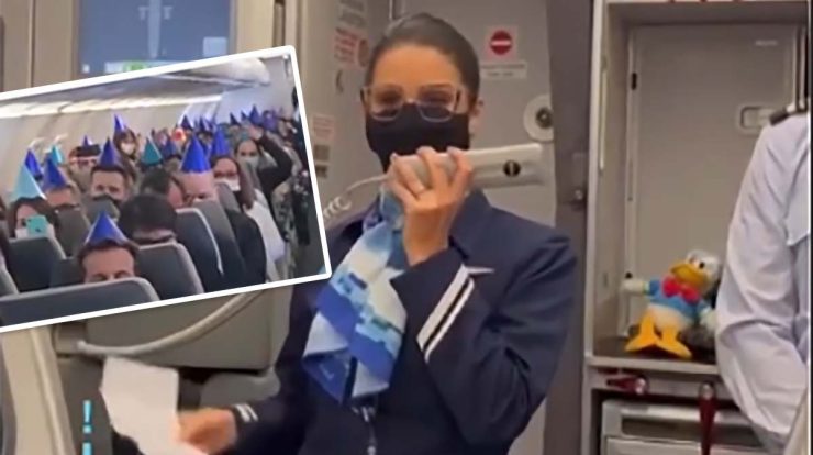 Hear what the flight attendant Azul had to say before all the passengers put on their hats