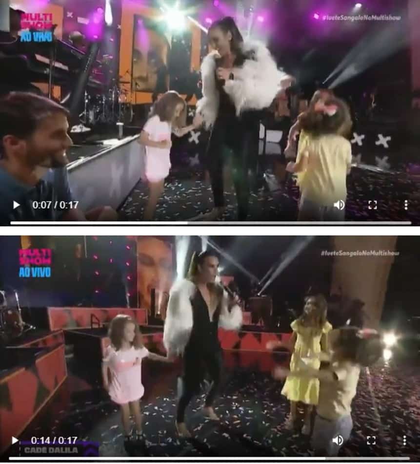 Ivete Sangalo showed her twin daughters on stage and was moved