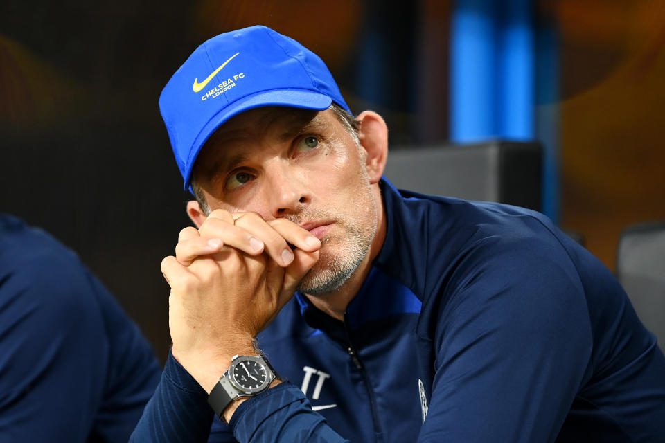 Chelsea coach Thomas Tuchel mourns during a pre-season friendly match (Photo: Darren Walsh/Chelsea FC via Getty Images)