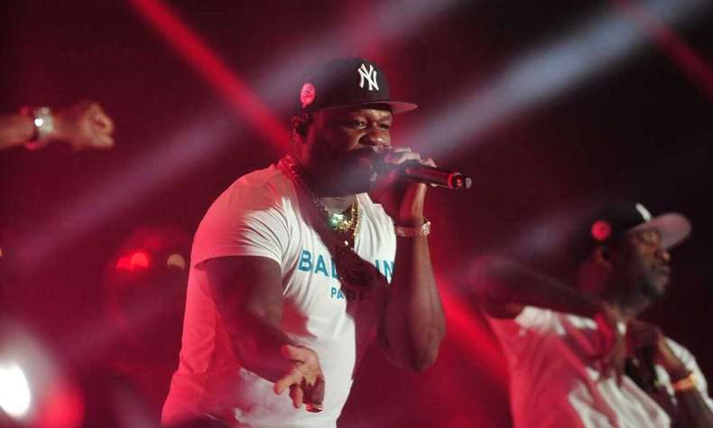 Rapper 50 Cent on stage at Mounir