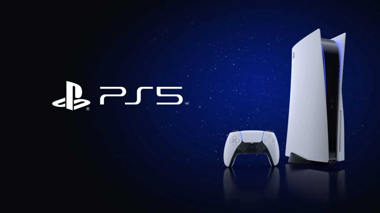 PS5 update - Sony console with blue background