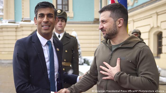 Rishi Sunak and Volodymyr Zelensky during a meeting in Kyiv