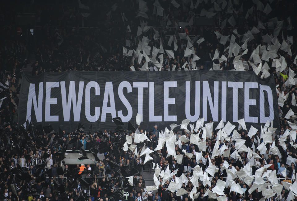 A Newcastle United fan performs a Nazi salute during a match against Tottenham Hotspur.  Photo: Joe Prior/Visionhaus via Getty Images