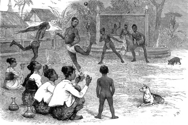 Illustration of football in a colony of the British Empire